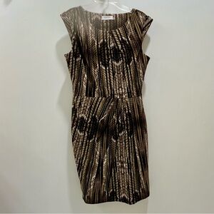 Vintage Calvin Klein Brown Print Sheath Dress